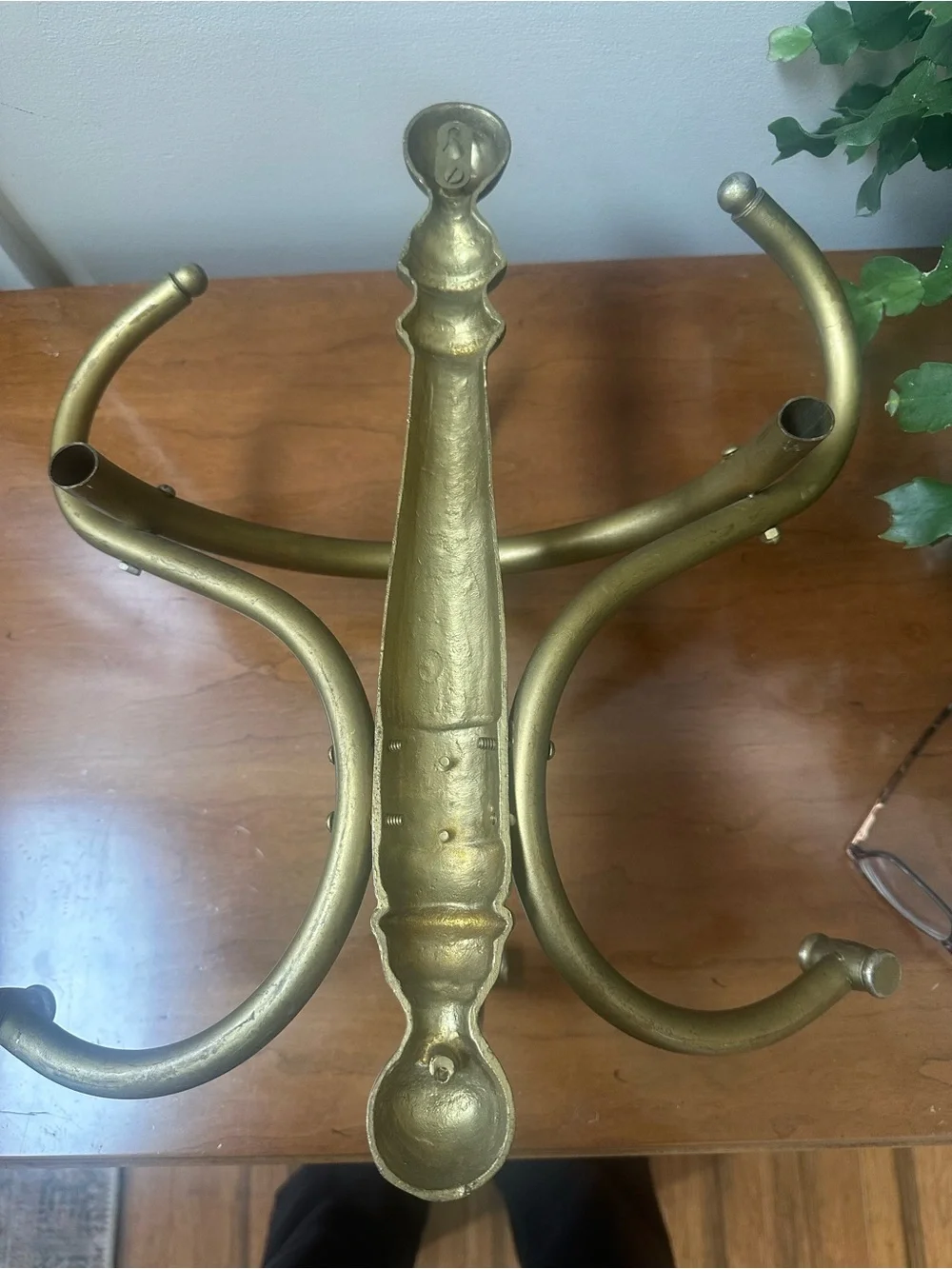 Vintage Brass Hollywood Regency Wall-Mounted Coat Rack